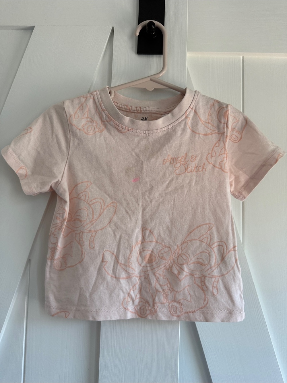 H&M Light Pink Angel & Stitch Short Sleeve Tee